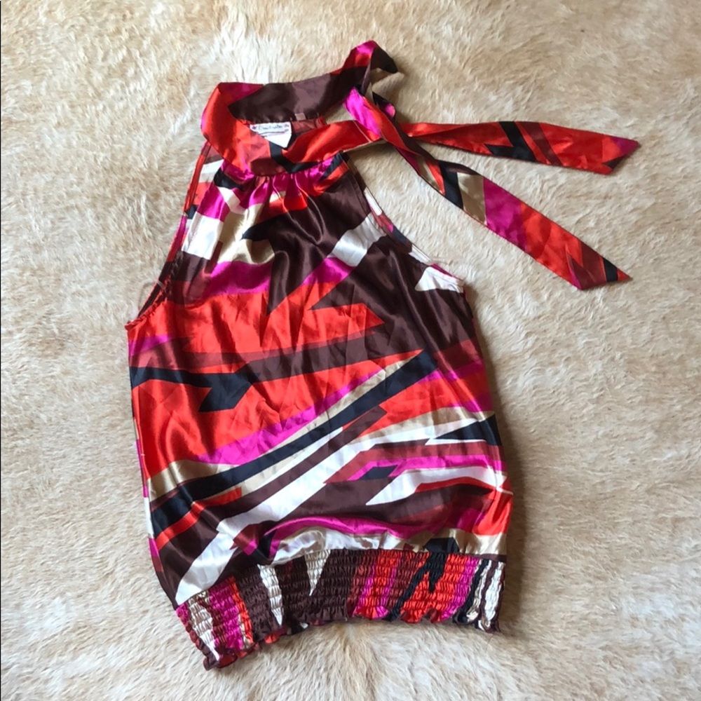 Multicolor Silk-feel Halter Top